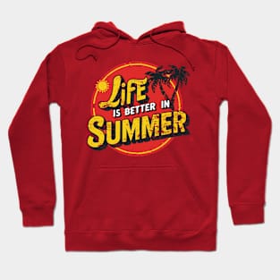 Retro Life Is Better In Summer Distressed Design Hoodie